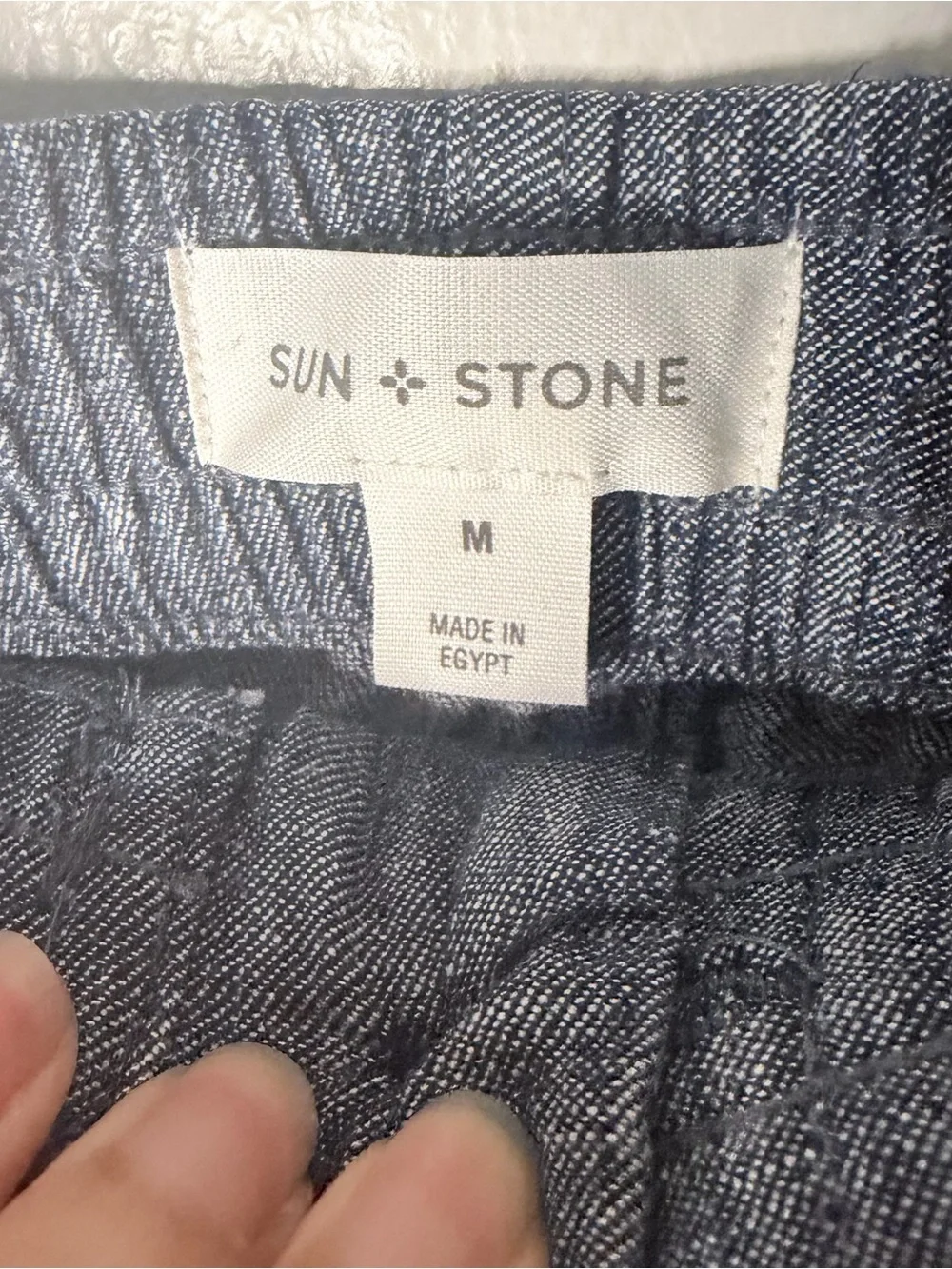 Sun + Stone Men's Chambray-Style Drawstring Joggers in Blue